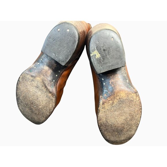 VTG Justin Leather Cowboy Boots Comb Last  9.5 B Brown Western Embroidered 2510 - Picture 12 of 16